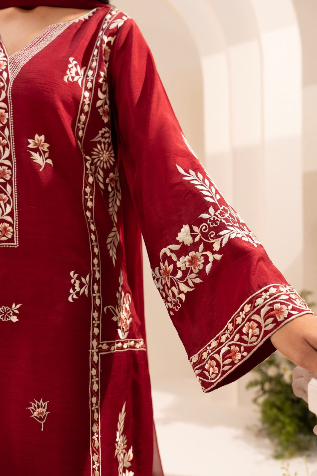 Piece Cotton Suit Red Royal