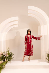 Piece Cotton Suit Red Royal